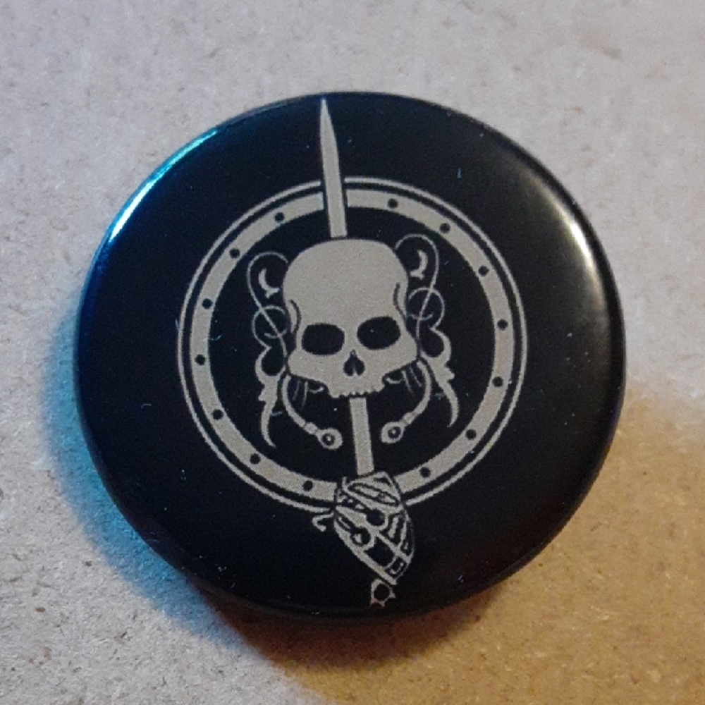 Black Skull and Sword Pinback Button